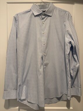 Nordstrom Light Blue Windowpane Dress Shirt